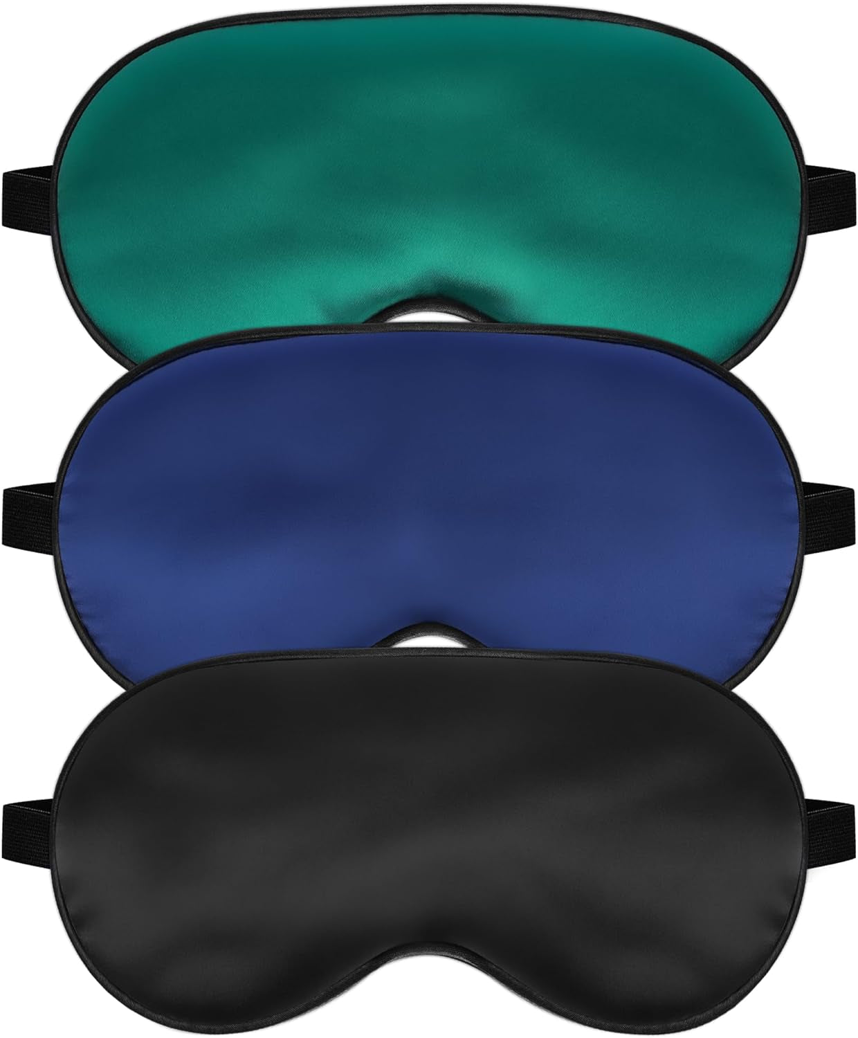 Sleep Mask, Silk Eye Mask for Sleeping with Adjustable Strap, Satin Blackout Sleeping Eye Mask for Men&Women, Comfortable Blindfold Eyeshade for Night Sleep (Black,Blue,Green)