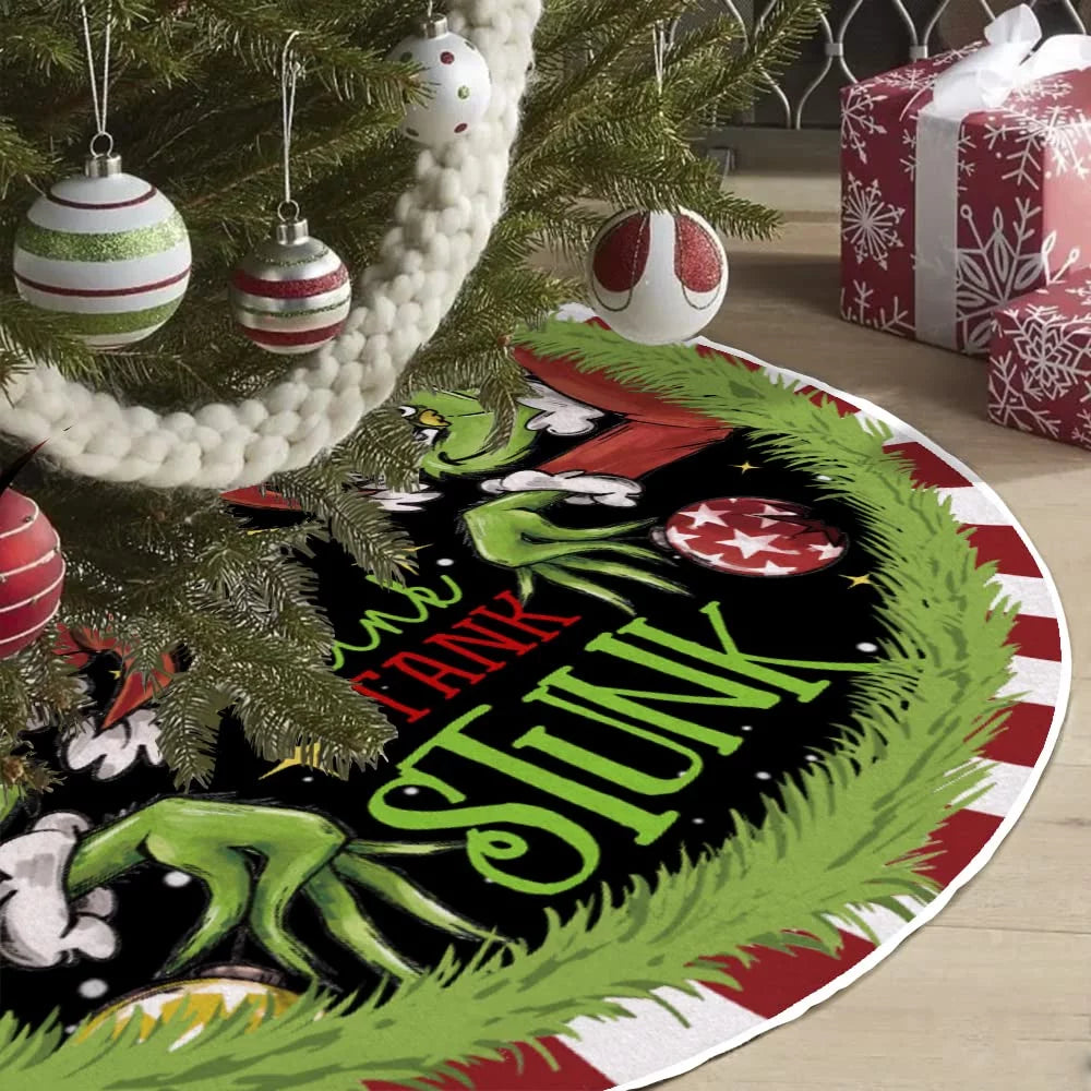 The Grinch Christmas Tree Skirt for Xmas Holiday Party Decorations,48Inch Grinch Decorations Gifts Funny Home Decor